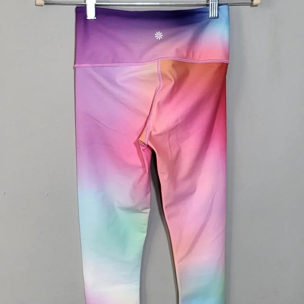 NWOT ATHLETA Size XXS Love Proudly 7/8 Leggings Rainbow Ombre Yoga Pilates